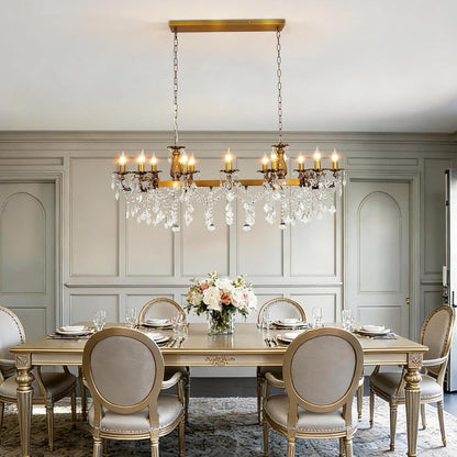 Rectangle Crystal Chandeliers Extra Large Modern Chandelier Island Lighting 12 Lights Candle Pendant Rectangle Hanging Ceiling Light Fixture for Dining Room Living Room Kitchen Island Entry L51.957