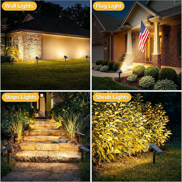 Solar Spot Lights Outdoor, 3 Modes 2-In-1 IP65 Waterproof 4 Pack Spotlights3
