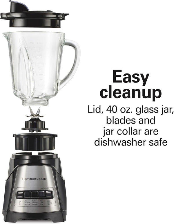 Power Elite Blender for Smoothies with Wave Action System | 40 Oz. Glass Jar | 12 Functions Including Puree, Crush Ice | 700 Watts | Black | 58148AG5