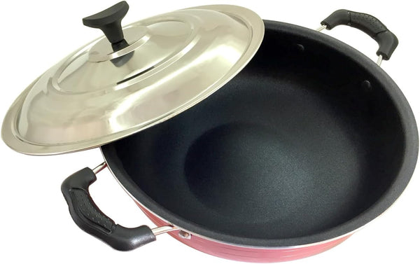 Nonstick Kadhai with Lid 2L All Purpose Pan Deep Fry Pan for Indian Cooking Stir Fry Aluminium Wok Deep Fry Skillet Cookware Cooking Pan1
