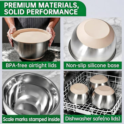 Mixing Bowls with Airtight Lids, Stainless Steel Mixing Bowls Set8