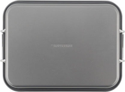 Bakeware Nonstick Roaster with Flat Rack, Roasting Pan with Rack for Home Cooking, 11-Inch X 15-Inch, Gray13