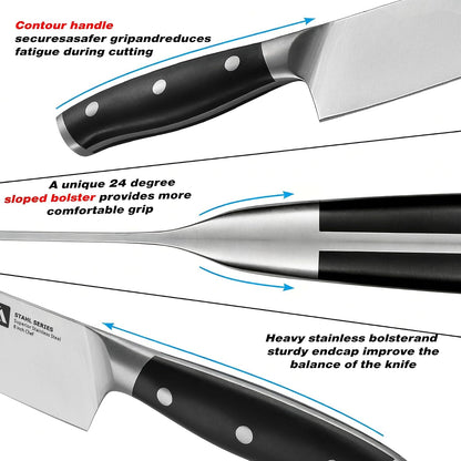 Stahl 7 Piece Knife Set with Magnetic Knife Holder Black | High Carbon German Steel, Full-Tang, Ultra-Sharp, Easy Installation without Damaging Wall, Strong Magnet, Minimalist Kitchen4