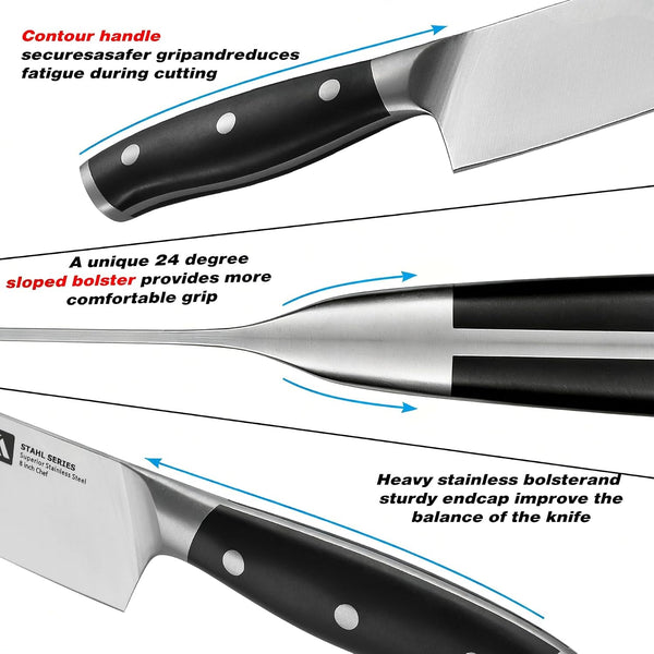 Stahl 7 Piece Knife Set with Magnetic Knife Holder Black | High Carbon German Steel, Full-Tang, Ultra-Sharp, Easy Installation without Damaging Wall, Strong Magnet, Minimalist Kitchen4