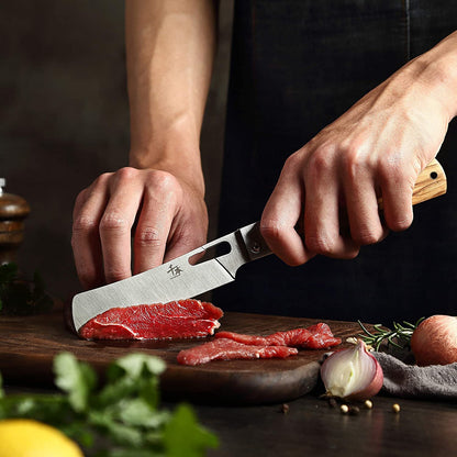 440A Stainless Steel Ultra Sharp Pocket Folding Chef Knife Peeling Utility Knife Fruit Knife Natural Olive Handle Camping BBQ Trip Outdoor Portable Kitchen Knife5