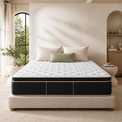 14 Inch Queen Size Firm Hybrid Mattress in a Box, Cooling Gel Memory Foam & Pocket Springs, Upgrade Zoned Support, Motion Isolation&Pressure Relief, Certipur-Us, Fiberglass-Free,365-Night Trial1