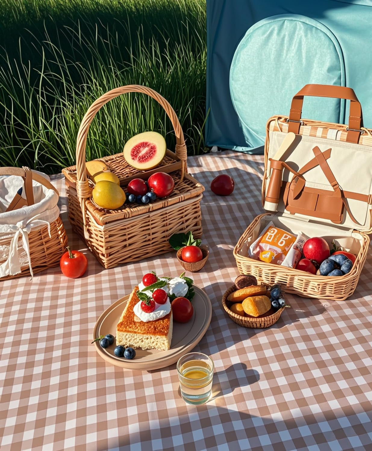 waterproof-picnic-blanket-with-carry-strap-foldable-sandproof-outdoor-mat-for-camping-beach-park-59-x-71-coffee-grid-single-mat