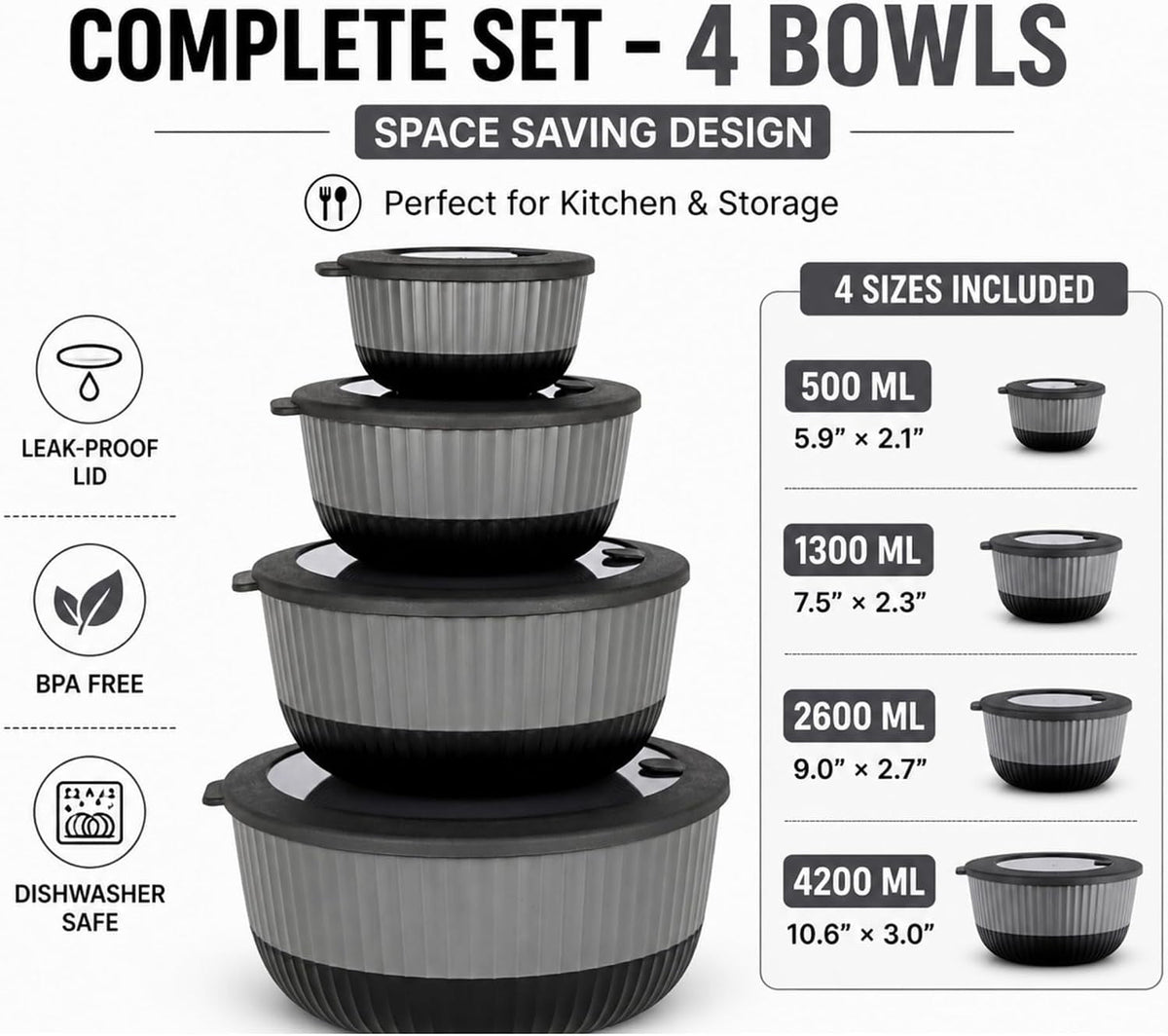 dora-plastic-mixing-bowls-with-lids-8-piece-airtight-leak-proof-nesting-bpa-free-prep-bowl-set-for-kitchen-food-storage-large-4200ml-capacity-microwave-dishwasher-safeblack