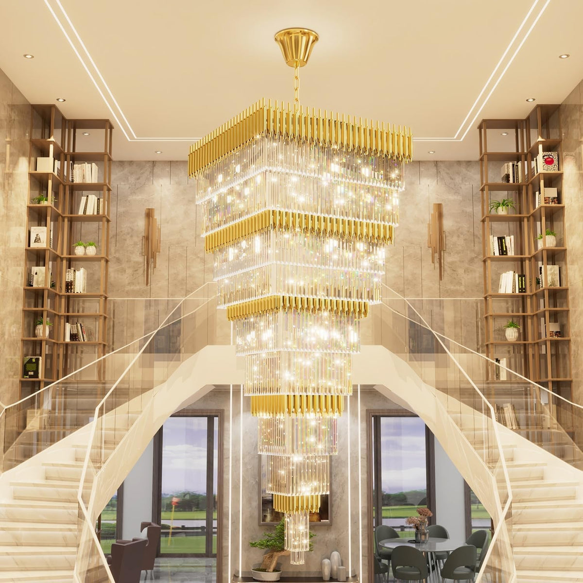 w40-x-h120-large-gold-chandeliers-for-high-ceiling-39-light-square-tiered-k9-crystal-raindrop-chandelier-adjustable-height-luxury-pendant-light-for-staircase-villa-foyer-entryway