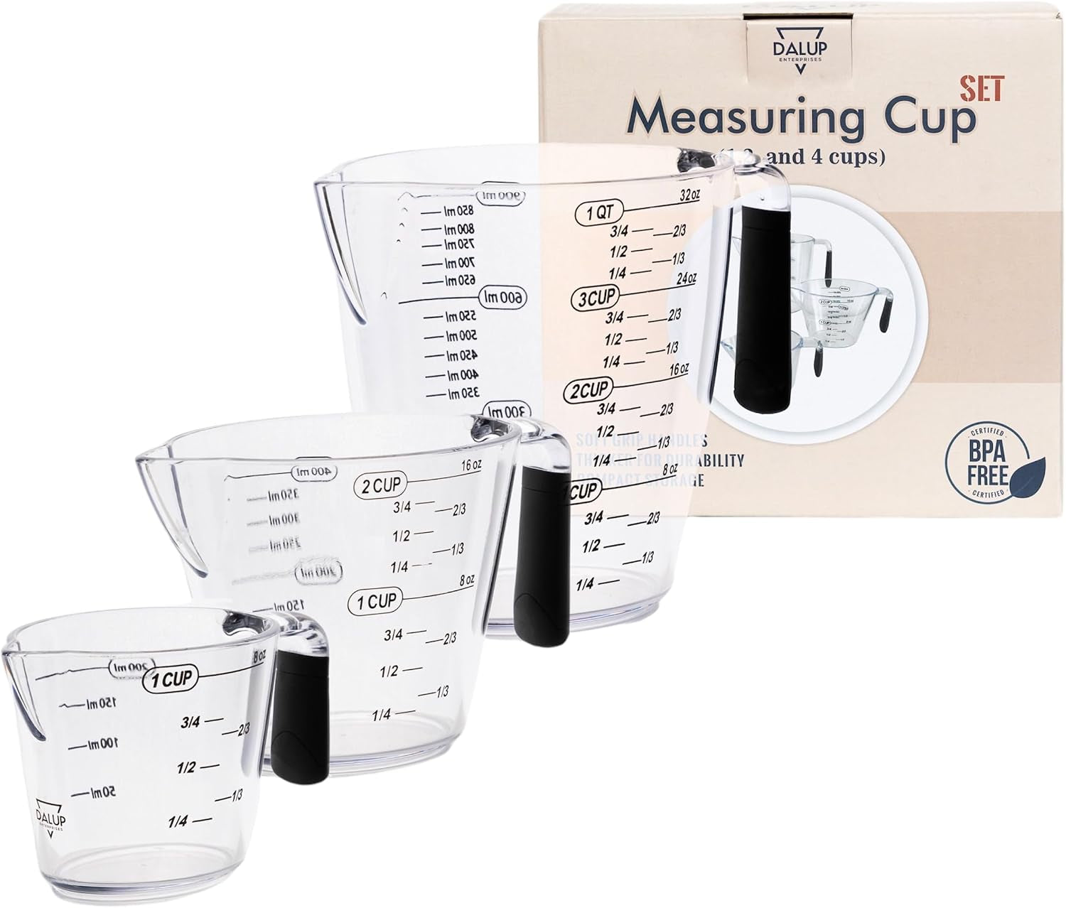 dalup-measuring-cup-set-clear-plastic-liquid-measuring-cups-8-16-32-oz-with-spout-non-slip-handle-3-piece-plastic-measuring-cup-set-for-liquids-dry-ingredients