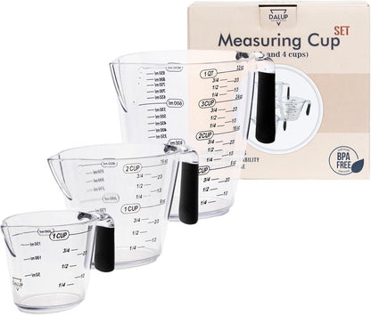 Dalup Measuring Cup Set – Clear Plastic Liquid Measuring Cups (8/16/32 Oz) with Spout & Non-Slip Handle | 3-Piece Plastic Measuring Cup Set for Liquids & Dry Ingredients7