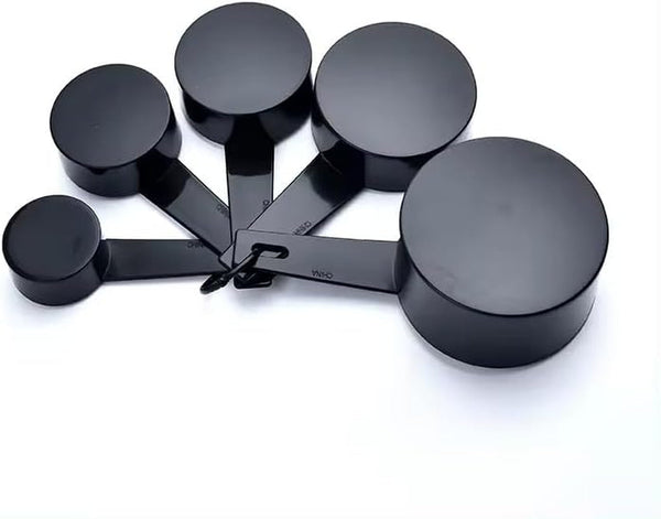 Ovenza Measuring Cups and Spoons Set, 10 Piece Bpa-Free Plastic Kitchen Measuring Set, 5 Cups & 5 Spoons, Dishwasher Safe, Nesting Design for Baking and Cooking – Black3