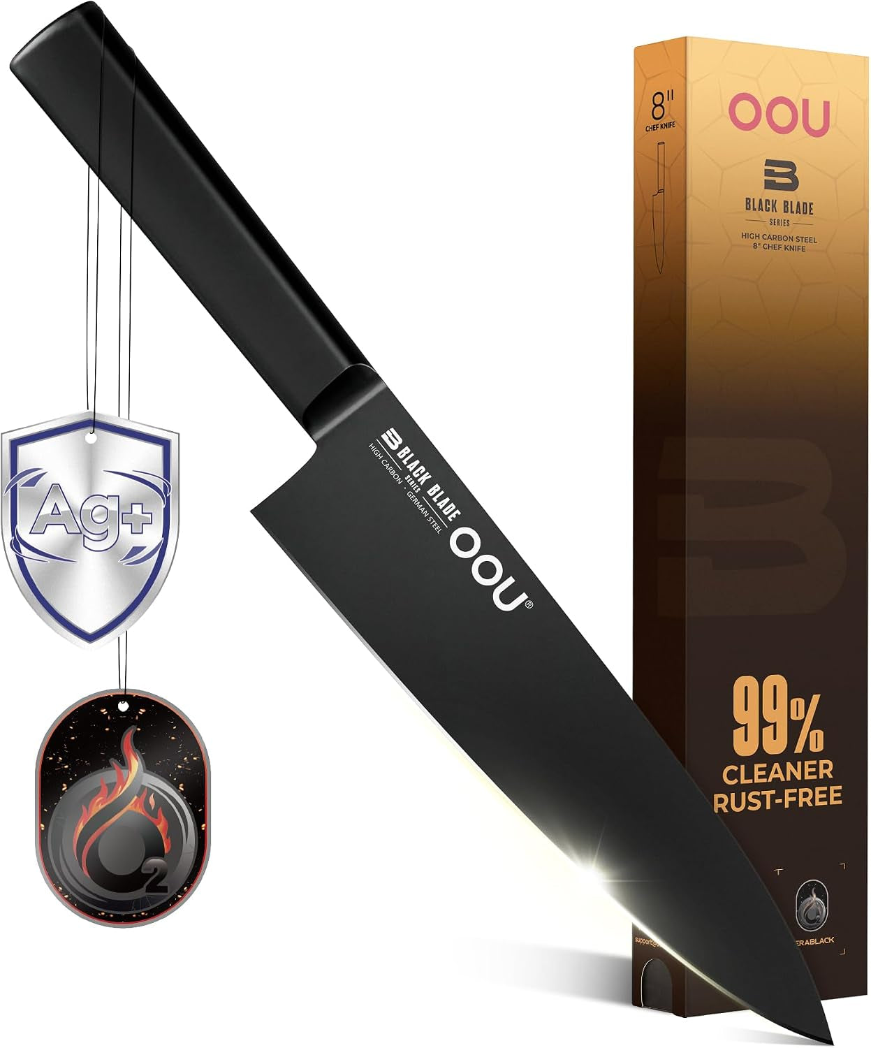 ®-black-blade-8-inch-chef-knife-with-agshield™-cerablack™-technology-rust-resistant-easy-clean-finish-high-carbon-stainless-steel-for-meat-vegetables