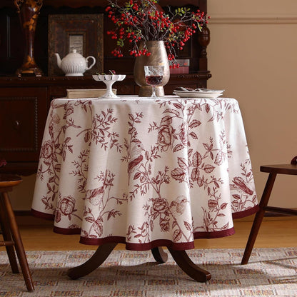 Designer French Linen round Tablecloth,Diameter 55"-Harmony2