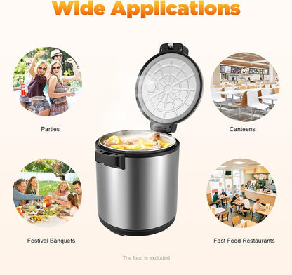 100 Cup Electric Rice Warmer with 2 Temp Settings (154°F-161°F) - Commercial Food Warmer for Rice, Soup & Dishes | Stainless Steel + Aluminum Alloy, Free Standing (Stainless Steel)6