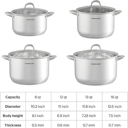 : Stainless Steel Stock Pot - 11 Quart - Tempered Glass Lid, 3-Ply Bottom, Soup-Pasta-Food, Boil-Simmer, All Cooktops, Dishwasher & Oven Safe | Big Pots for Pasta, Soup - Stockpot for Canning, Seafood Boil with Impact Bonded Base - Oven Safe & Induction Compatible9