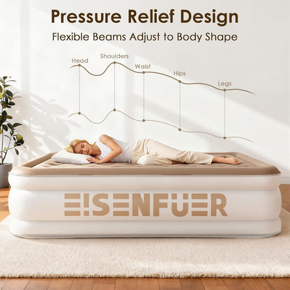 Air Mattress Queen with Built-In Pump, 18" Raised Blow up Air Bed5