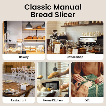 Manual Bread Slicer for Homemade Bread, Bread Cutter for Adjustable and Even Slices, Classic Hand Crank Sourdough Slicer with Scale Line & Powerful Suction Cup, Sharp Stainless Steel Blade (Cream)7