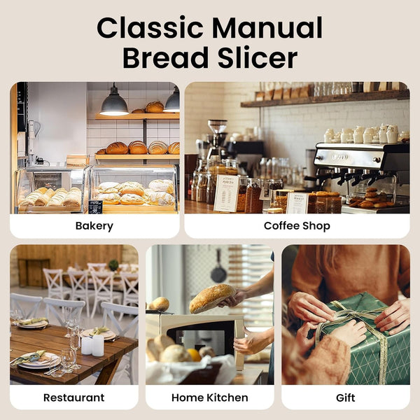 Manual Bread Slicer for Homemade Bread, Bread Cutter for Adjustable and Even Slices, Classic Hand Crank Sourdough Slicer with Scale Line & Powerful Suction Cup, Sharp Stainless Steel Blade (Cream)7