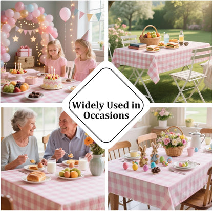 Pink Gingham Tablecloth Rectangle Checkered Table Cloth Cotton Linen Fabric Wrinkle Free Washable Buffalo Plaid Table Cover for Kitchen Dining Picnic Camping, 60 * 75 Inch7