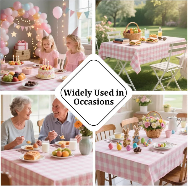 Pink Gingham Tablecloth Rectangle Checkered Table Cloth Cotton Linen Fabric Wrinkle Free Washable Buffalo Plaid Table Cover for Kitchen Dining Picnic Camping, 60 * 75 Inch7