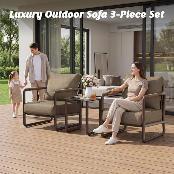 3-Piece Outdoor Aluminum Patio Furniture Set with Coffee Table2