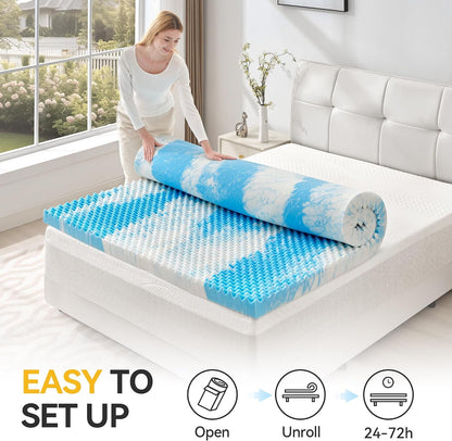 2 Inch Egg Crate Memory Foam Mattress Topper Twin Size, Soft Mattress Pad for Back Pain Relief, Bed Topper, Certipur-Us Certified, Blue7