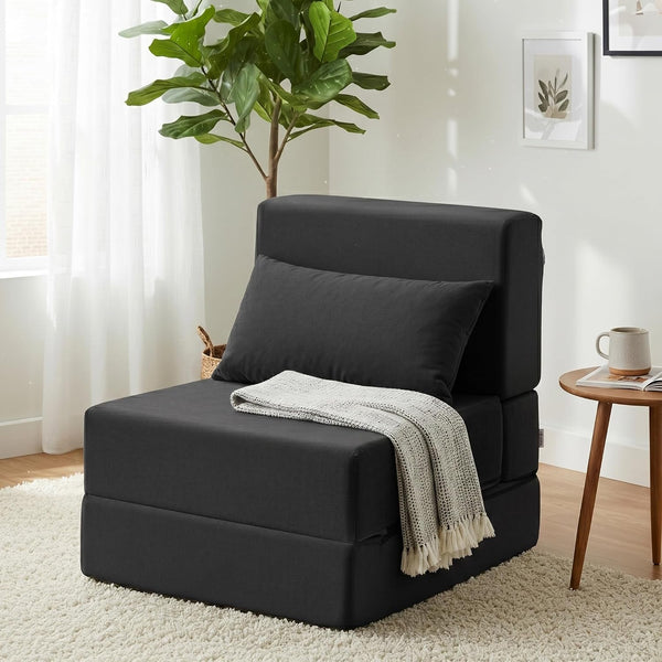 Folding Sofa Bed, Convertible Sleeper Chair, No Assembly, Black1