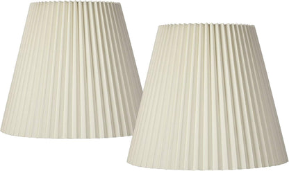 Pre-Assembled Large Ivory Pleated Lamp Shades 10X17X14.75 (Spider) Set of 2 | 10" Top X 17" Bottom X 14.75" High Replacement for Table + Floor Lamps Empire Shade Harp + Finial Fitting1