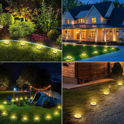16 Pack 2.9Inch Solar Ground Lights Outdoor, Warm White8