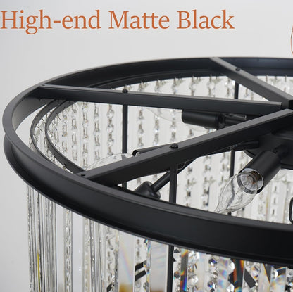 Large Black Chandelier Light Fixtures - 37 Lights, Modern Crystal Chandeliers for Hotel, Lobby, Foyer, Entrance Hall, Staircase5