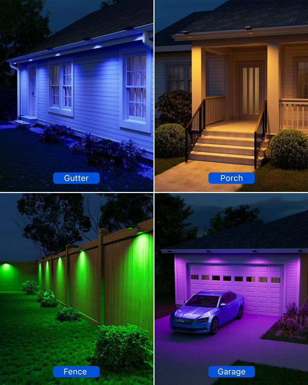 8 Pack Color Changing Solar Gutter Lights Outdoor Decorative5