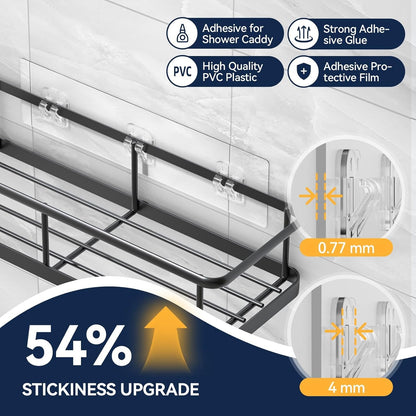 9-Pack Shower Caddy Adhesive Replacement - Transparent Shower Adhesive Strips, No Drilling Hooks for Bath Storage Shelves, Kitchen Racks, Basket & Soap Holder3