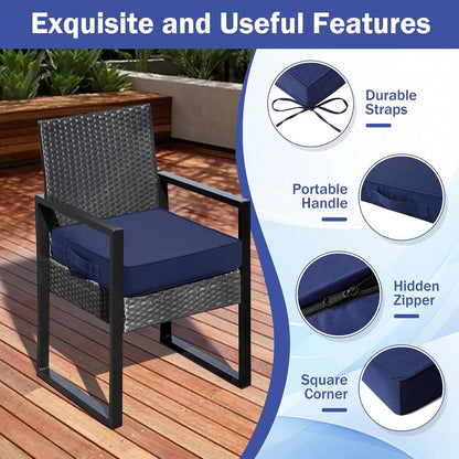 Patio Chair Cushions, 19" X 19" X 3" Outdoor Chair Cushions Set of 4, Waterproof Outdoor Cushions for Patio Furniture, Outdoors Seat Cushions with Handle and Ties, Navy Blue5