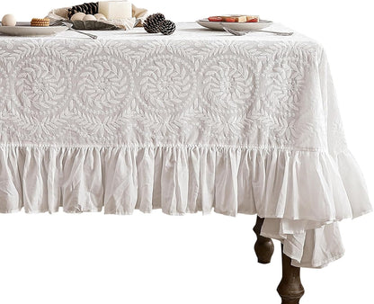 Vintage French Lace Cotton Table Cloth,Square 51"X51"-Leiden1