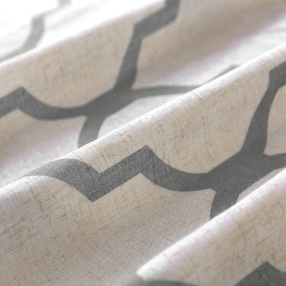 Moroccan Tile Table Runner Linen Textured for Kitchen Geometric Trellis Printed Table Cover 1 Panel 55" L Soft Grey5