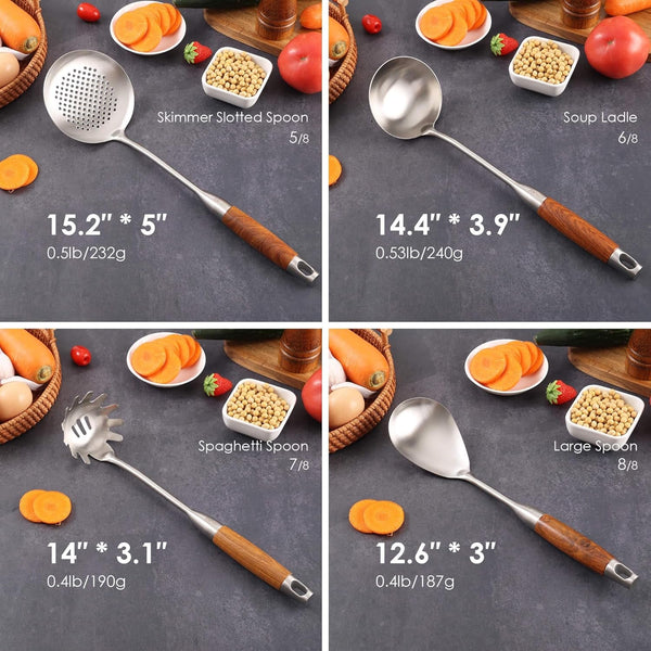 18/10 Stainless Steel Kitchen Utensils Set with Roosewood Handle3