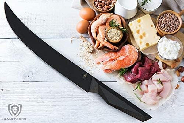Butcher Knife - 10 Inch - Shadow Black Series - Black Titanium Nitride Coated - High Carbon 7CR17MOV-X Vacuum Treated Steel - Breaking Kitchen Knife - Sheath - Slicing Knife - NSF Certified7
