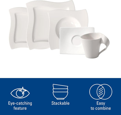 Villeroy & Boch Newwave Basic Dinnerware Set, Creamy White, 30 Piece5