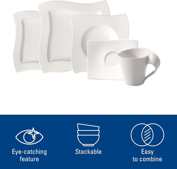 Villeroy & Boch Newwave Basic Dinnerware Set, Creamy White, 30 Piece5