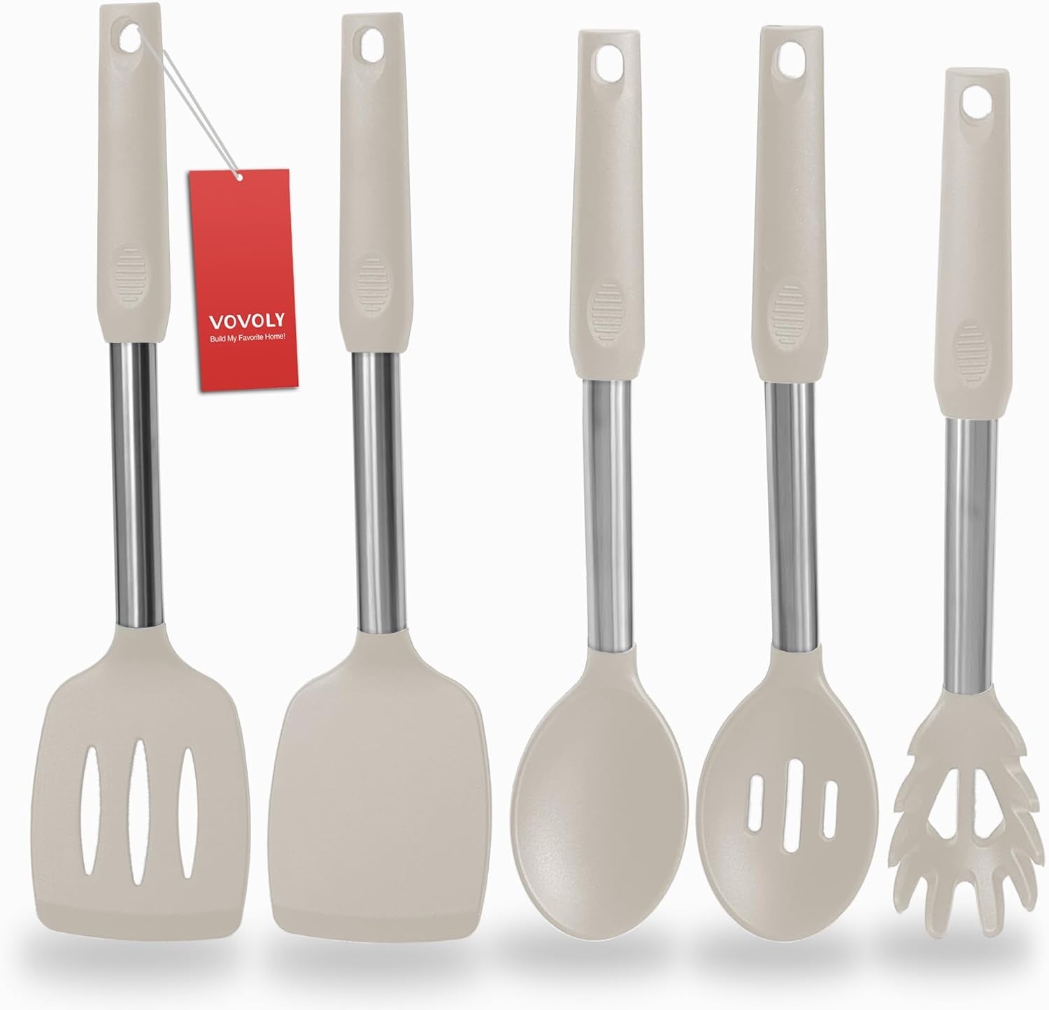 silicone-spatula-and-cooking-spoon-5-pack-non-stick-cooking-utensils-for-kitchen-heat-resistant-solid-slotted-spoons-and-spatulas-stainless-steel-handle-coated-with-silicone-khaki