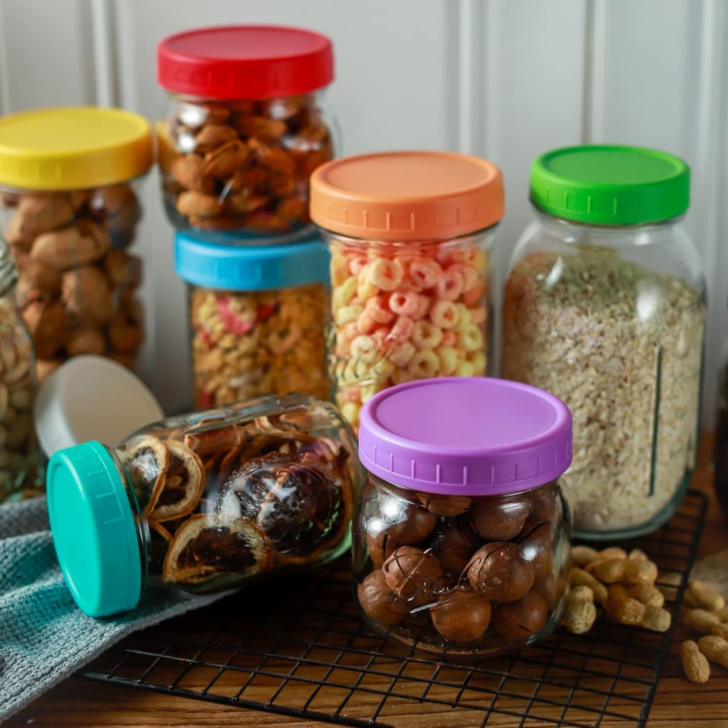 18-pack-9-wide-mouth-9-regular-mouth-mason-jar-lids-with-silicone-rings-thickened-leak-proof-lids-fit-ball-kerr-and-more-18-color-plastic-lids-86mm-70mm-plastic-mason-jar-lids