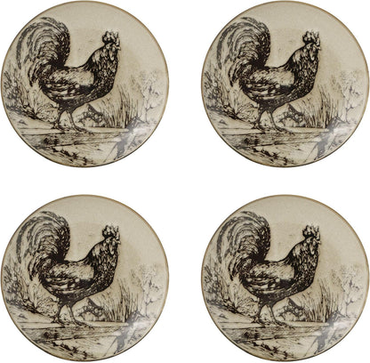 Homespun Rooster 16-Piece Dinnerware Set, Service for 4 Brown5