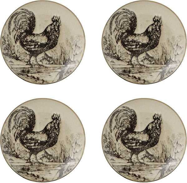 Homespun Rooster 16-Piece Dinnerware Set, Service for 4 Brown5