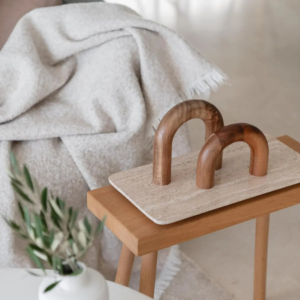 Wood Arch Bookshelf Decor - Modern Shelf Decor Accents, Decorative Objects for Coffee Table, Entryway Table Sculptures, Minimalist Home Decorations for TV Console, Built in Shelves and Mantle9