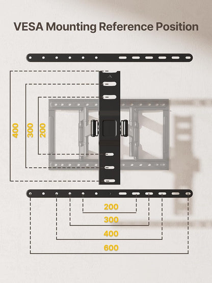 1.1-Inch Ultra Slim Full Motion TV Wall Mount for 43-90 Inch Tvs | Low-Profile Mount Holds 132 Lb at Full 16.5 in Extension; ±60° Swivel, Preassembled, Max VESA 600X400 Mm, 16/18 in Wood Studs9