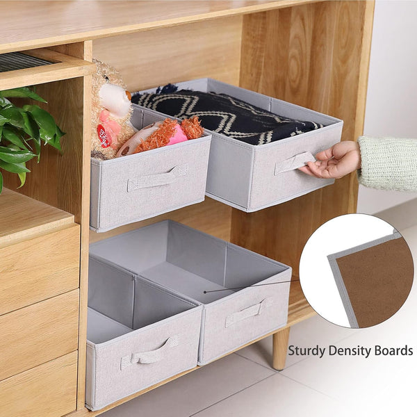 Clothings Collapsible Storage Bins, Foldable Drawer Organizers Closet Storage Baskets Cube Storage Bin for Bedroom Living Room (4 Pack, Grey, 15.4X11.4X5.5Inch)5