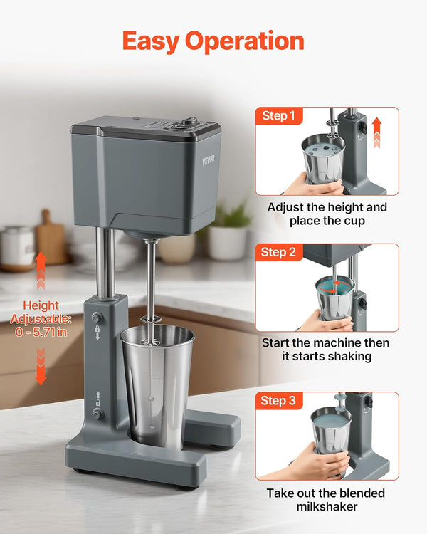 Milkshake Maker, 150W Single Head Milkshaking Machine, Height Ajustable, Dual-Speed Adjustment Drink Mixer Blender with 820Ml Stainless Steel Cup, for Home, Kitchen, Bar & Beverage Shop4