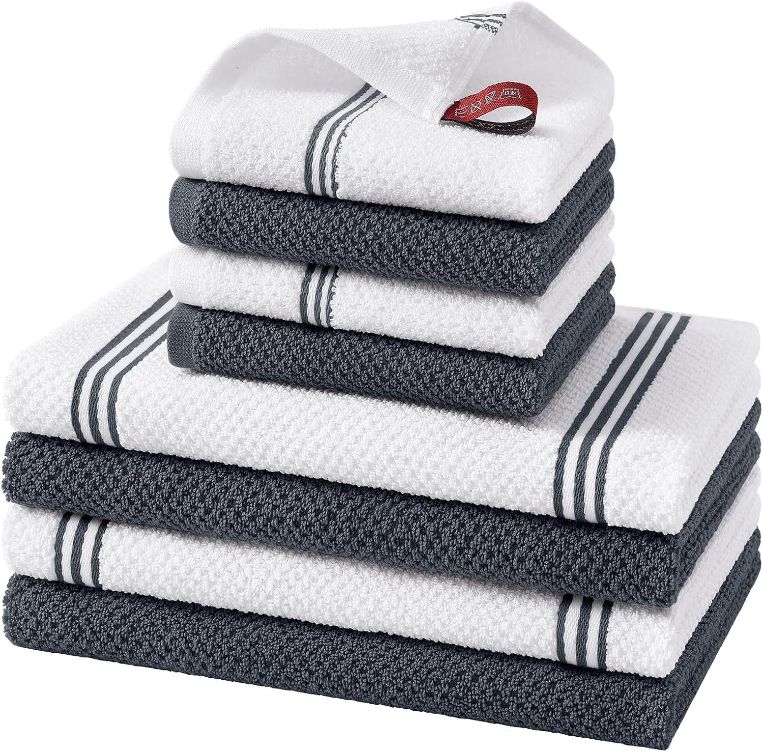 dual-design-kitchen-towels-and-dishcloths-set-8-pack-dark-grey