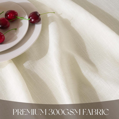 Textured Linen Rectangle Tablecloth, 60 X 84 Inch, Cream | Waterproof Stain Resistant & Wipeable Table Cloth, Farmhouse Neutral Style Table Cover for Kitchen, Dining, Party, Home Decor2